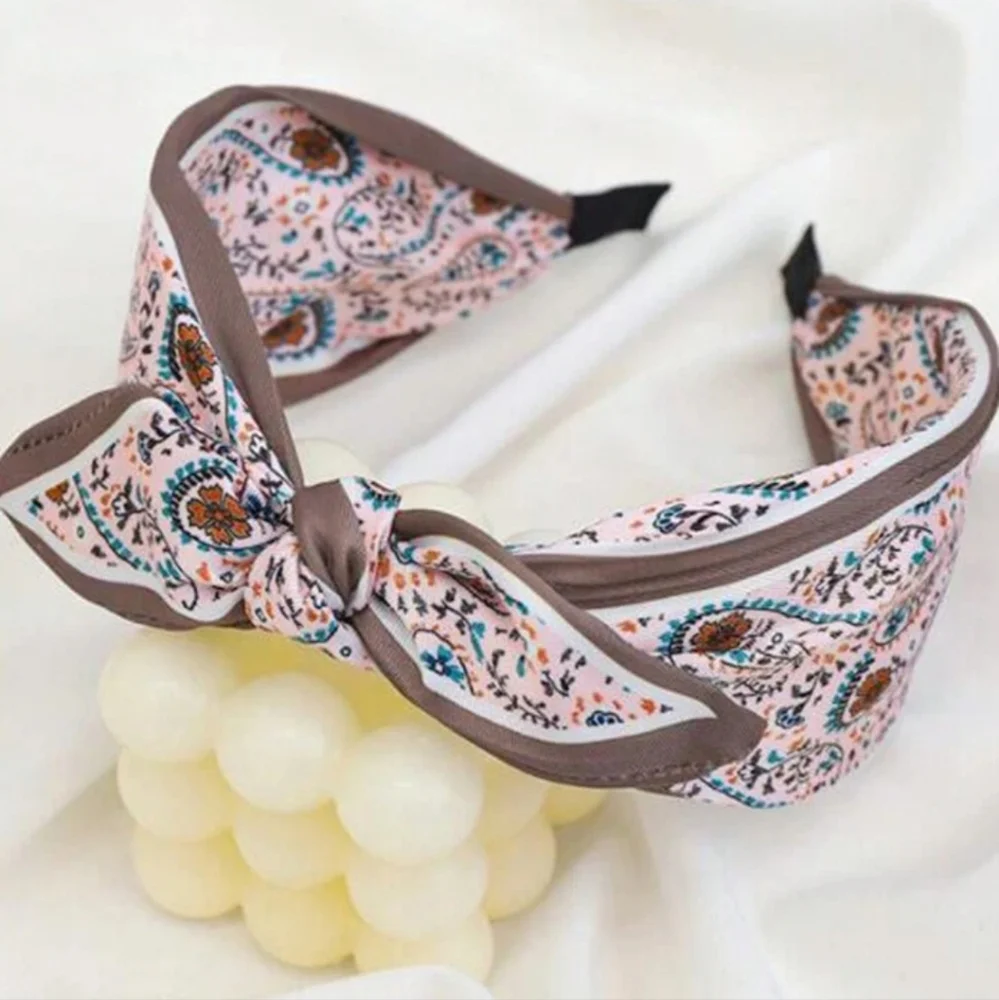 Pink Paisley Bow Tie Headband Western Boho Glam Rodeo Party Girly